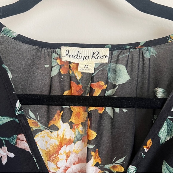 Indigo Rose Long Sleeve Pleated Maxi Dress Black Floral Print - Picture 5 of 9